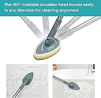 Vista 4 de TreeLen Cepillo de limpieza de baño de mango largo con cabezal de 180° y 5 cabezales reemplazables, cepillo de limpieza de baño de 49 pulgadas