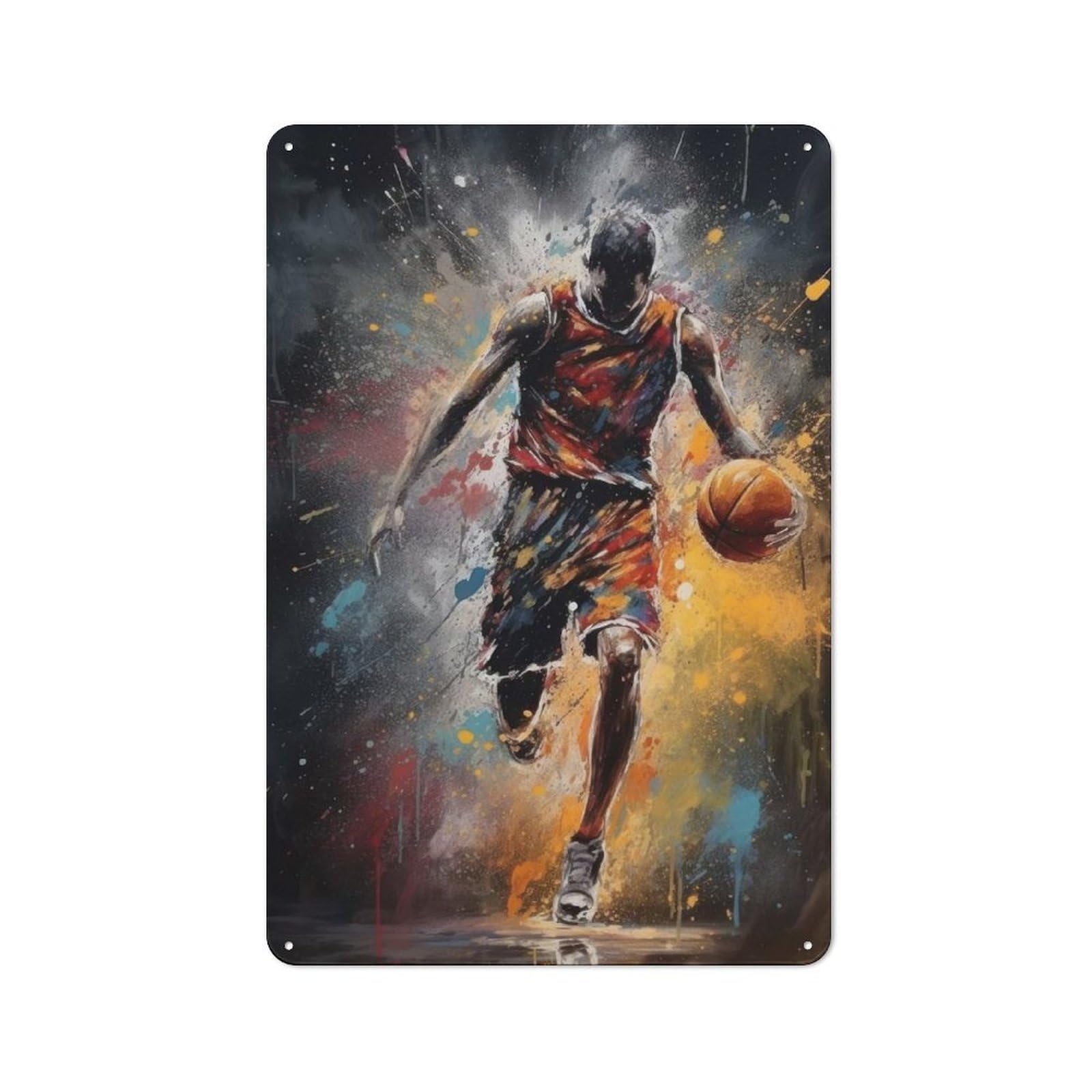 Junmoney Powerful Basketball Player Old Style Vintage Metal Sign 30X20cm, Bar Wall Plaque For Pub, Home Bar, Shed Or Man Cave