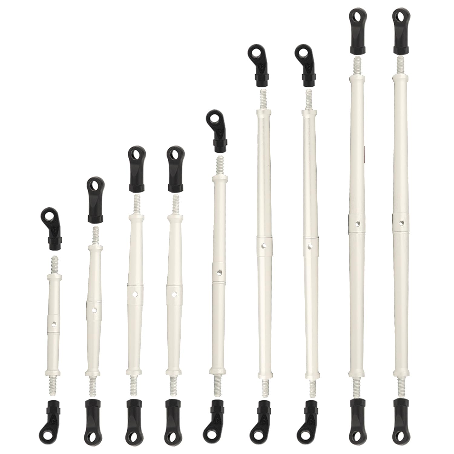 RZXYLRC 9pcs/lot Aluminum Alloy Link Rod Chassis Kit Linkage for 1/10 RC Car Axial SCX10 III JT Gladiator RC Crawler Upgrade Part (Silver)