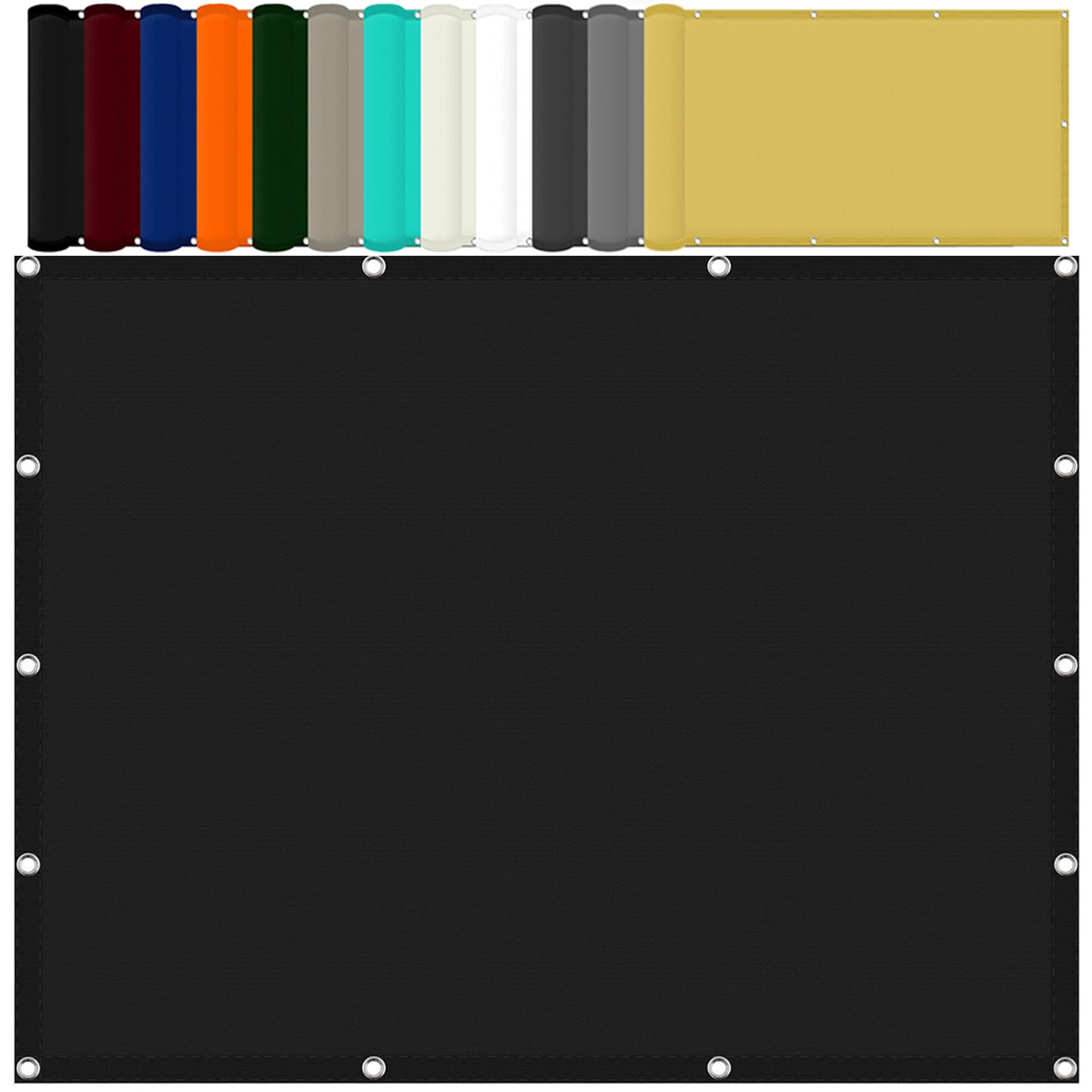 Kwadratowy Żagiel Przeciwsłoneczny 90 x 380 cm Impregnowane, Pyłoszczelne I Wiatroszczelne Ogrodowa Siatka Cieniująca Z Free Ropes Anti-Rain Dla Patio Garden Backyard, Czarny
