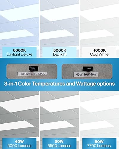 Miniatura 2 de Sunco Juego de 12 luces LED de panel plano de 2 x 4 para techo de caída para oficina, 7700 LM, características seleccionables, 40W50W60W,