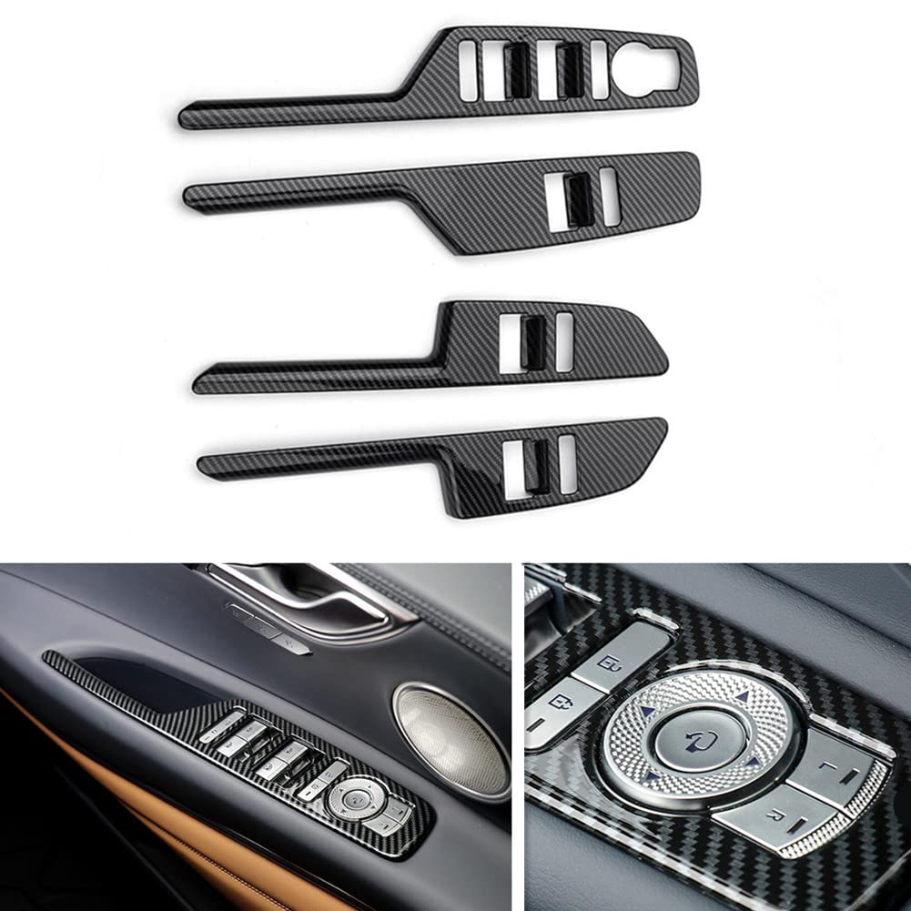 Cnaurda Carbon Fiber Style Automotive Window Panel Switch Covers Trim Compatible with GV80 Automotive Accessories