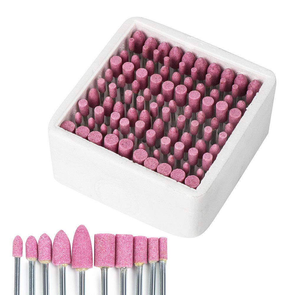 100 pz/set trapano rettifica testa strumento assortiti punta montata in ceramica per mini trapano utensili rotanti pietra abrasiva montata, come mostrato