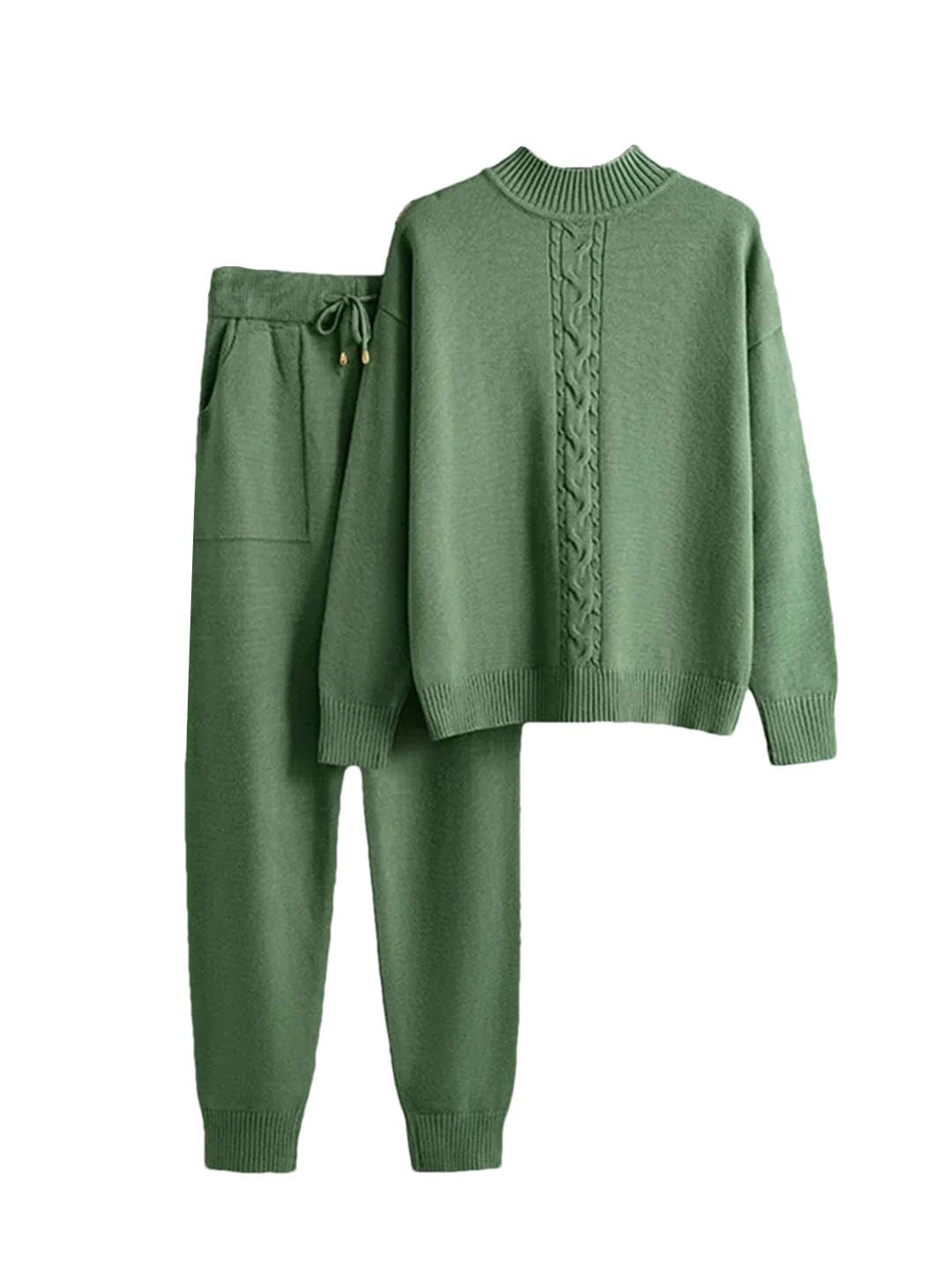 Maglione da donna 2 Pezzi Set Mezzo Dolcevita Maglia Pullover Top Conjuntos Vita Alta Harem Pantaloni Abiti