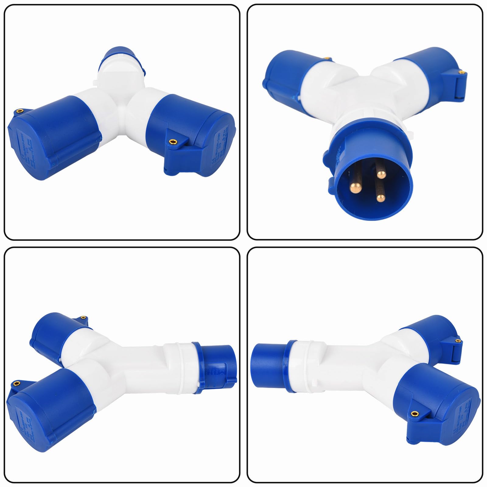 2-Way Splitter SUPERTOOL 16A 220v IP44 2 Way 3 pin Industrial Site Plug & Wall Socket Waterproof IP44 Plug Connector Socket 2P+Earth Male/Female