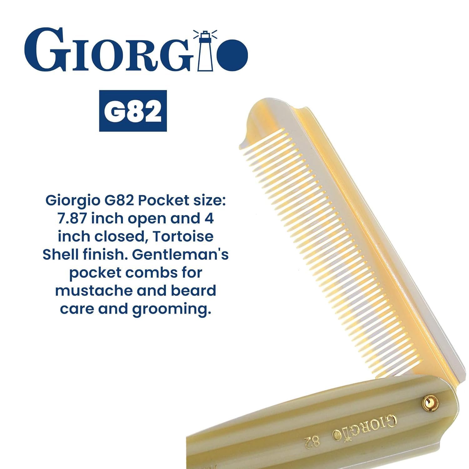 Giorgio Ivory Handmade Pocket Comb Set, Hair Comb Straightener for Everyday Grooming Styling Hair, Mustache and Beard for Men Women and Kids, Use Dry or with Balms, Saw Cut and Polished