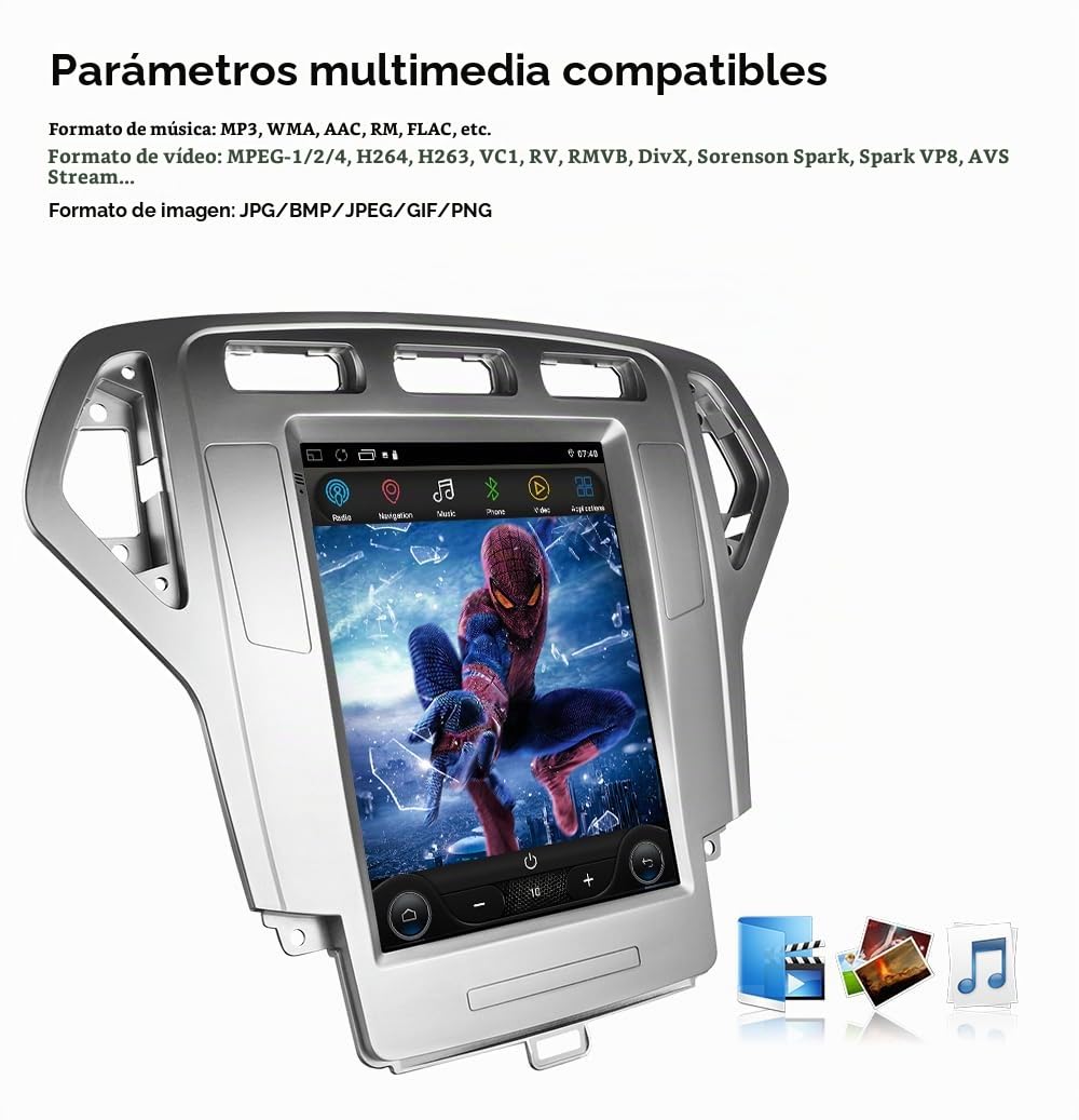 Ossuret Autoradio para Ford Mondeo MK4/Galaxy (2007-2010) (Solo Aire Acondicionado automático), 9.7 Zoll Android 13 Pantalla Táctil 2+32GB Navegación GPS con Carplay Android Auto WiFi Bluetooth USB