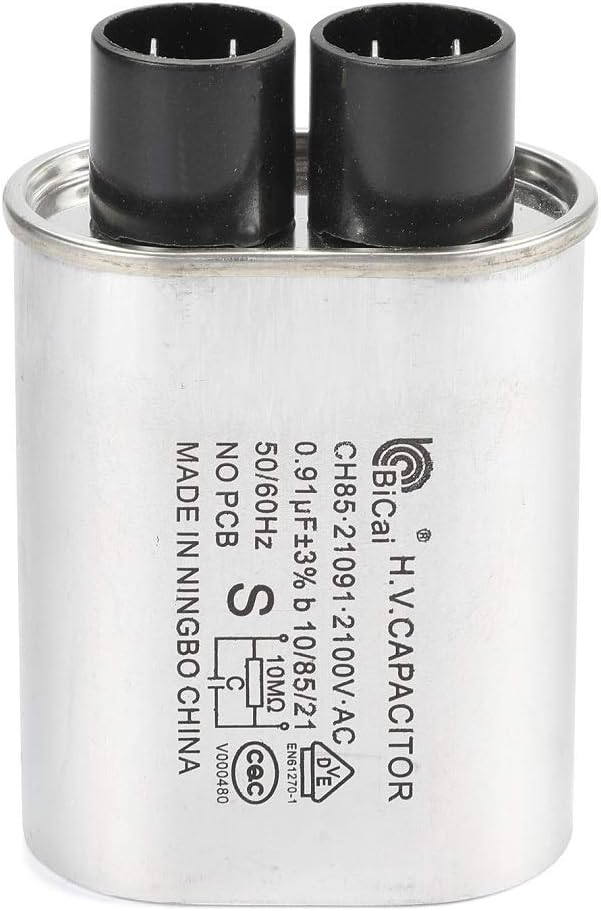 0.91 UF/MFD Microwave Capacitor Replacement 2100V Compatible for Amana Electrolux Ge Kenmore and Whirlpool