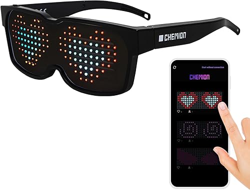 CHEMION Gafas LED para adultos, gafas LED Bluetooth personalizables, perfectas para Navidad, Halloween y fiestas de cumpleaños (color) (versión 2024)
