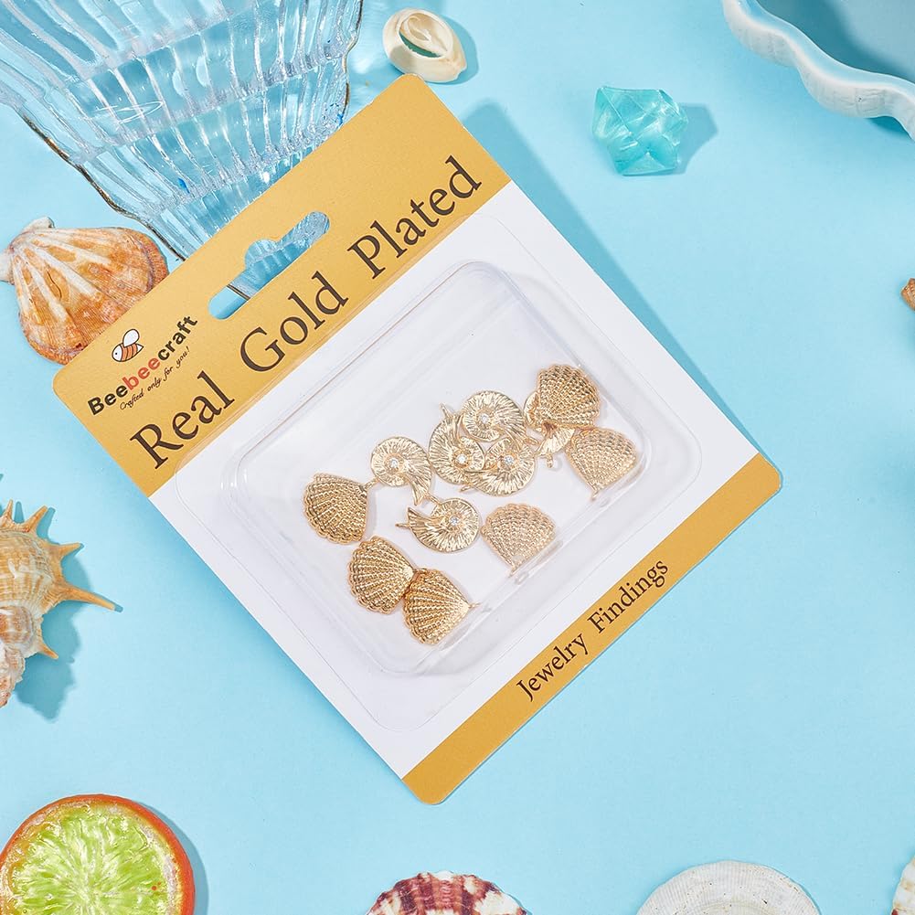 Beebeecraft 12Pcs 2 Styles Conch Shell Charms 18K Gold Plated Metal Summer Ocean See Theme Snail and Scallop Charm for Jewelry Making DIY Crafts Pendant Necklace - Image 5