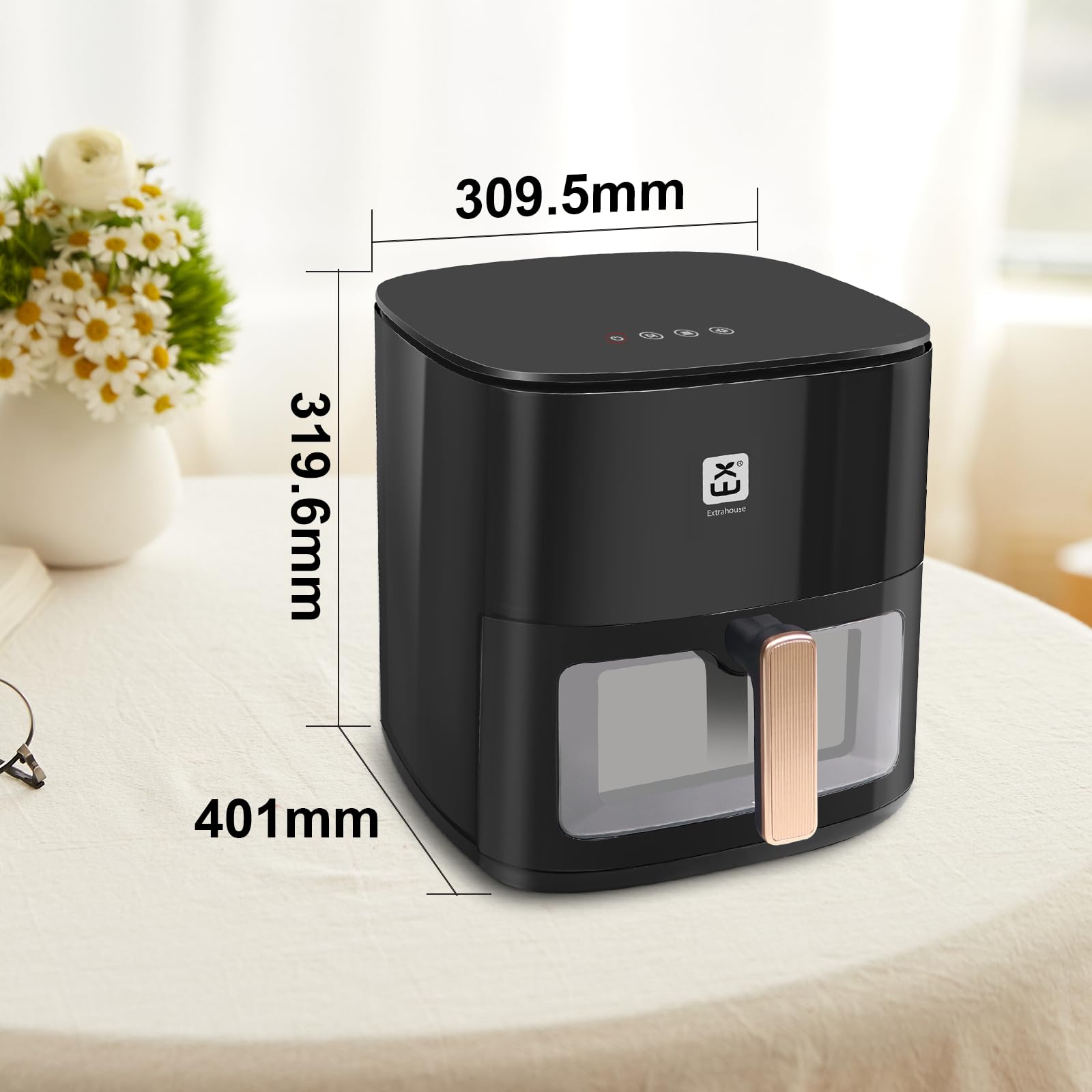 Airfryer 7L, friteuse à air XXL sans huile avec écran tactile, friteuse avec affichage numérique, 1800 W, mode shake, minuterie, livre de recettes, température maximale 200°c, type3