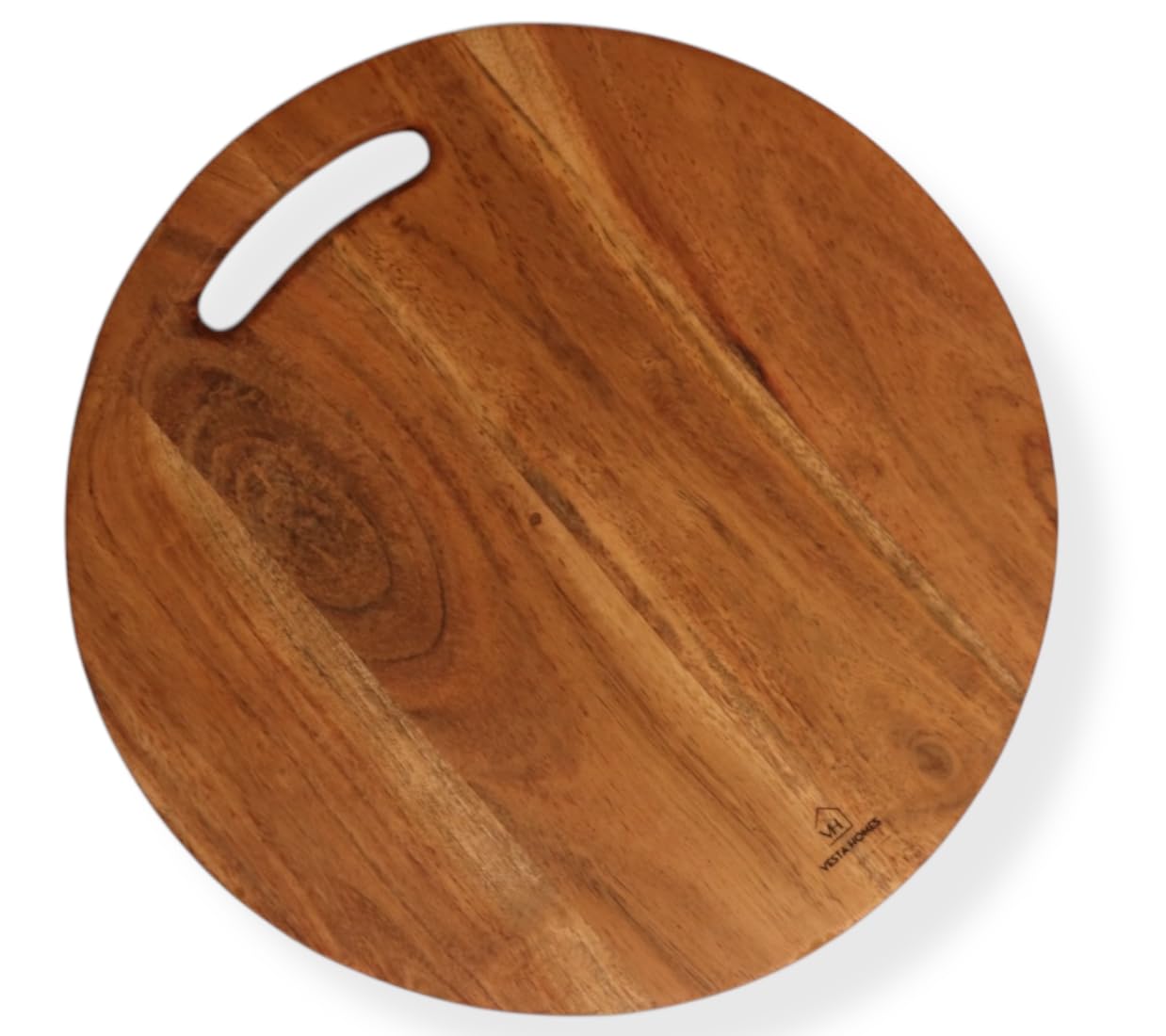 Vesta Homes Wooden Round Chopping Board/Cutting Board/Serving Board, Plate for Pizza, Vegetables, Fruits and Cheese | Natural Acacia Wood | 30.5 x 30.5 x 1.5 cm | Handcrafted | Made in India