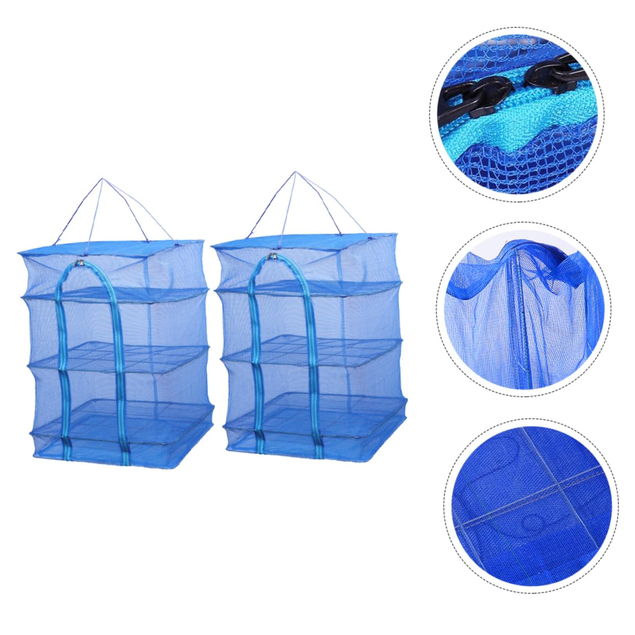 Alipis Filet Trois Couches Pliables Bleu en Nylon 2pcs Suspendu de Séchage Séchage Rapide et Robuste pour Plantes et Aliments en Intérieur et Extérieur