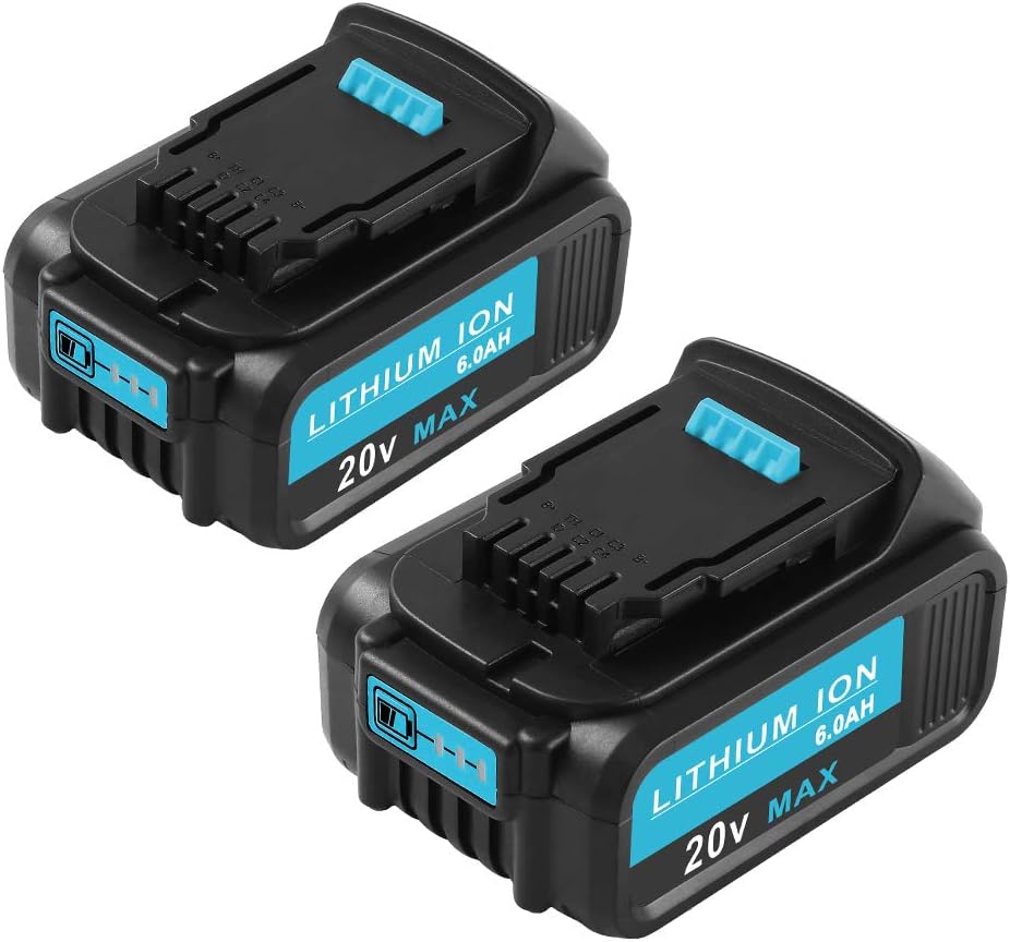 6.0Ah DCB205 Battery for Dewalt 20V MAX XR Premium Lithium Battery DCB207 DCB206 DCB205-2 DCB204 DCB203 DCB201 DCB200 DCB180 DCD985B DCD771C2 DCS355D1 DCD790B Cordless Power Tools (2 Packs)
