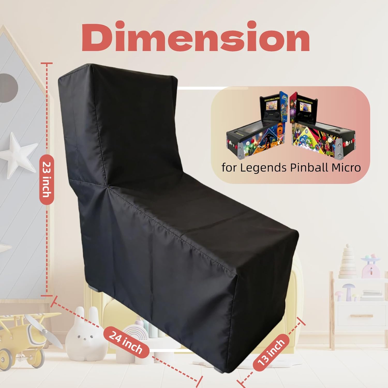 Arcade Machine Cover, Heavy Duty Protective Video Game Cover for Pinball Machines, Waterproof & Dustproof Electronic Dust Covers for Game Room,24"L x 13"W x 23"H