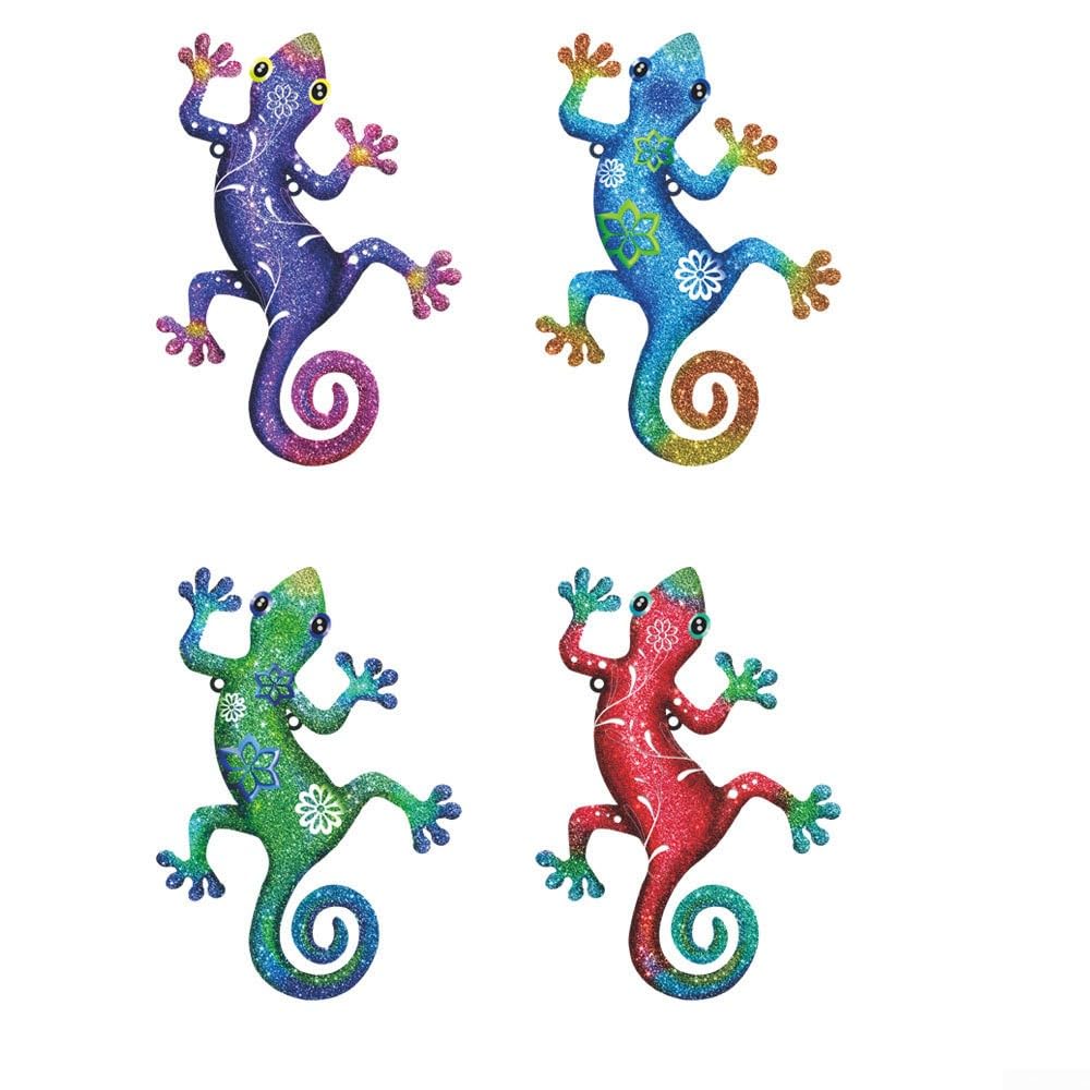 Lézard en métal décoration murale extérieure clôture de jardin et salon lot de 4