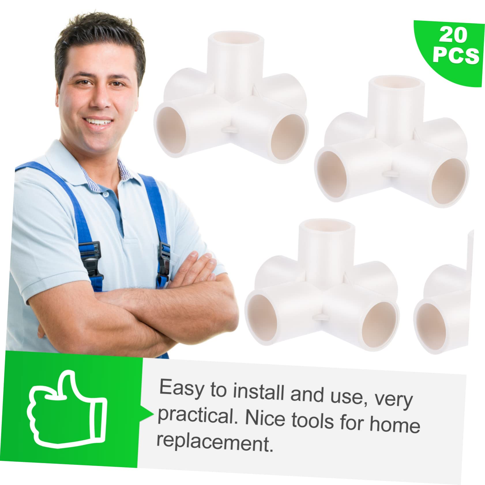 Didiseaon 5 Raccordo PVC 20 Irrigazione Pezzi a Tubo Bianco Vie
