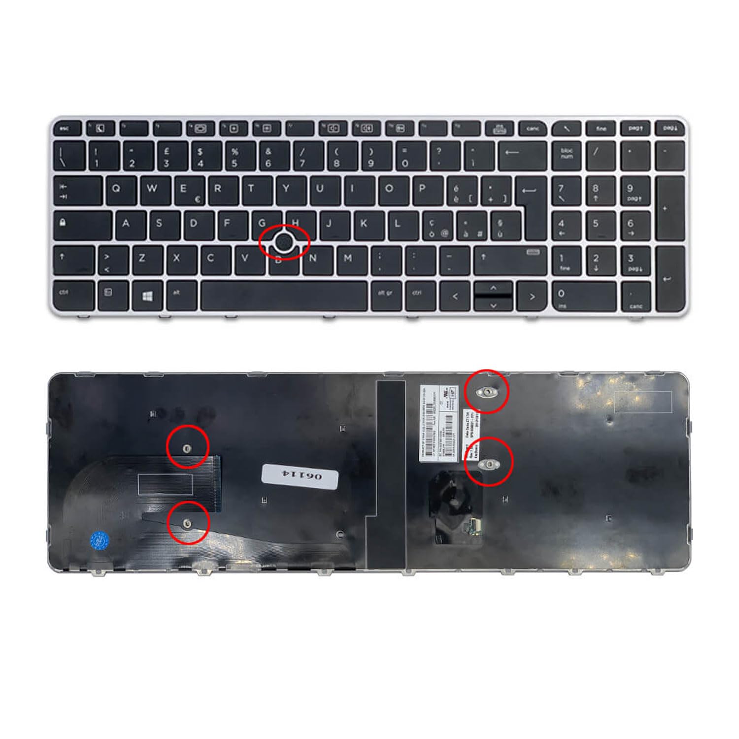 Tastiera Italiana Retroilluminata per HP Elitebook 850 G3 755 G3 850 G4 755 G4 con Track Point Argento