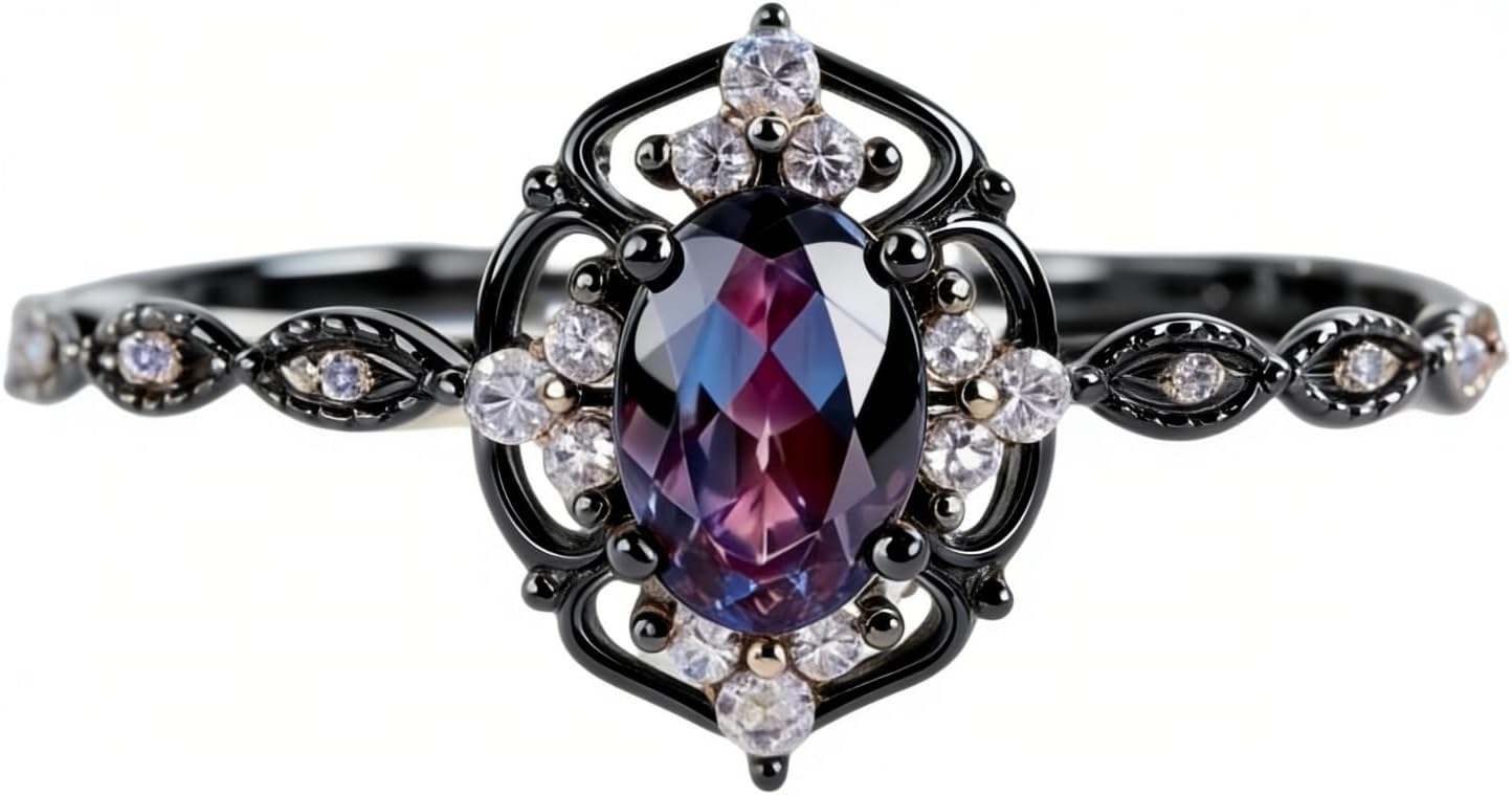 10K/14K/18K Gold Alexandrite Ring for Women Oval Kite Round Pear Hexagon Shape Alexandrite Engagement Anniversary Jewelry