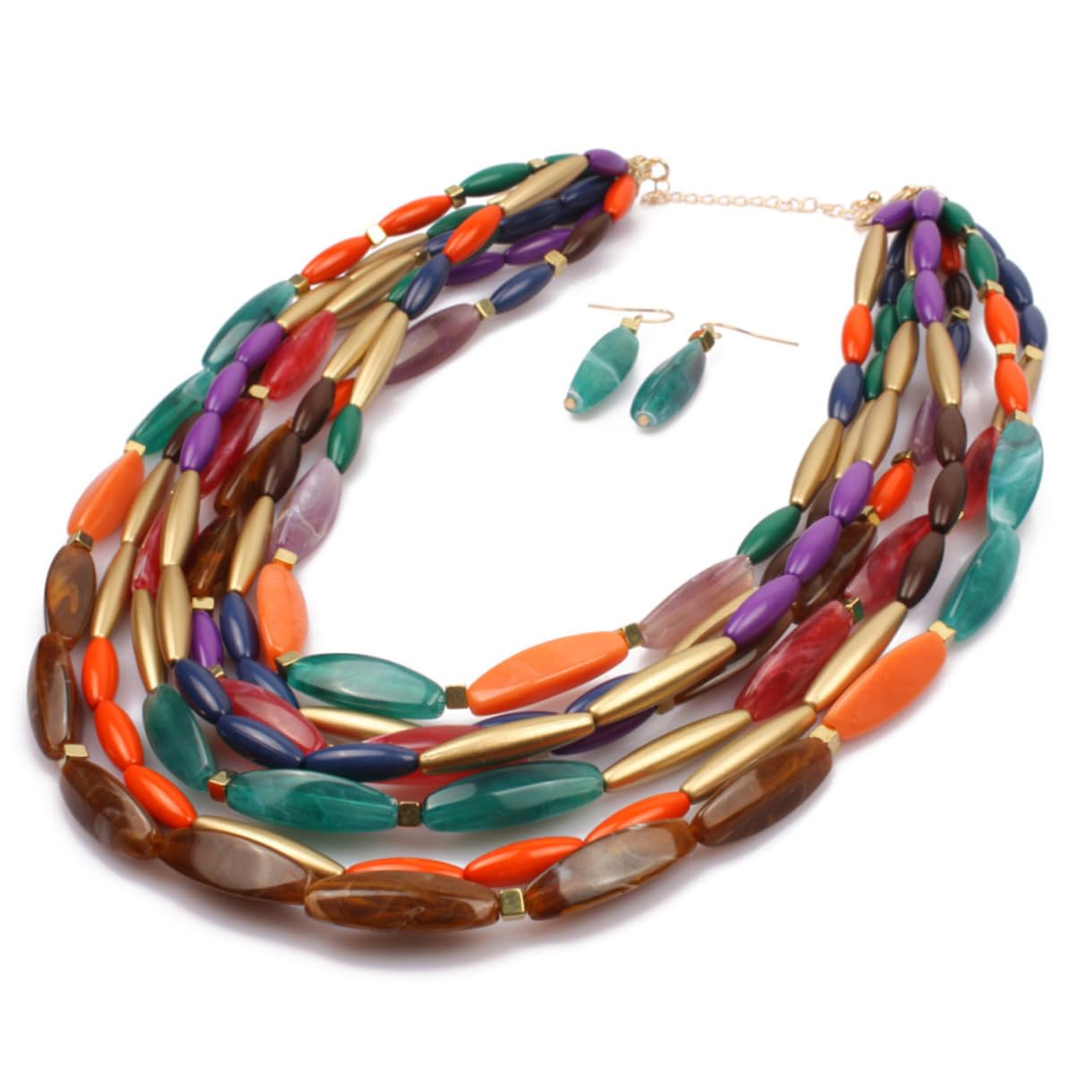 GALPADA 3pezzi Collana Multilayer Colorata Con Perline Per Donne Gioielli Artigianali Eleganti Per Occasioni Speciali e Uso Quotidiano