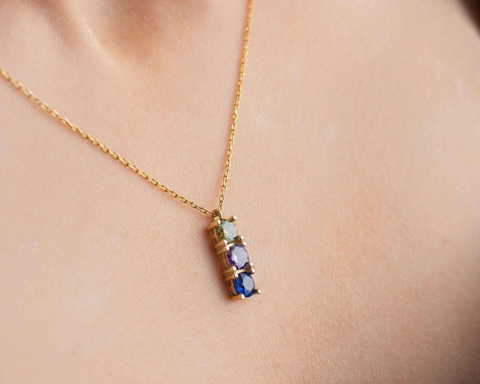Plata de ley 925 Cuna collar de la barra de la familia de la niña joyería para el día de la madre