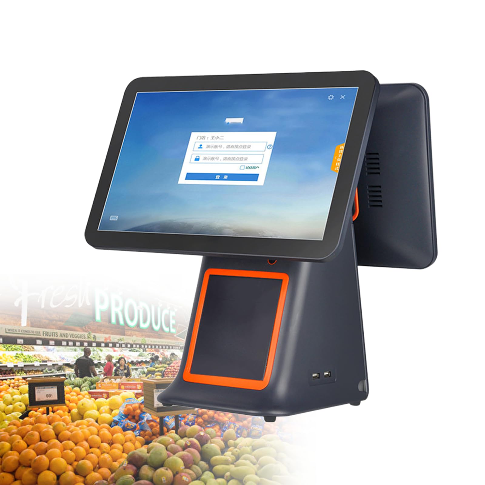 Sistemas Pos para Restaurantes con Pantalla TáCtil De 15,6 Pulgadas, Impresora TéRmica Integrada De 58 Mm, Caja Registradora Todo En Uno para PequeñAs Empresas, Pago Black