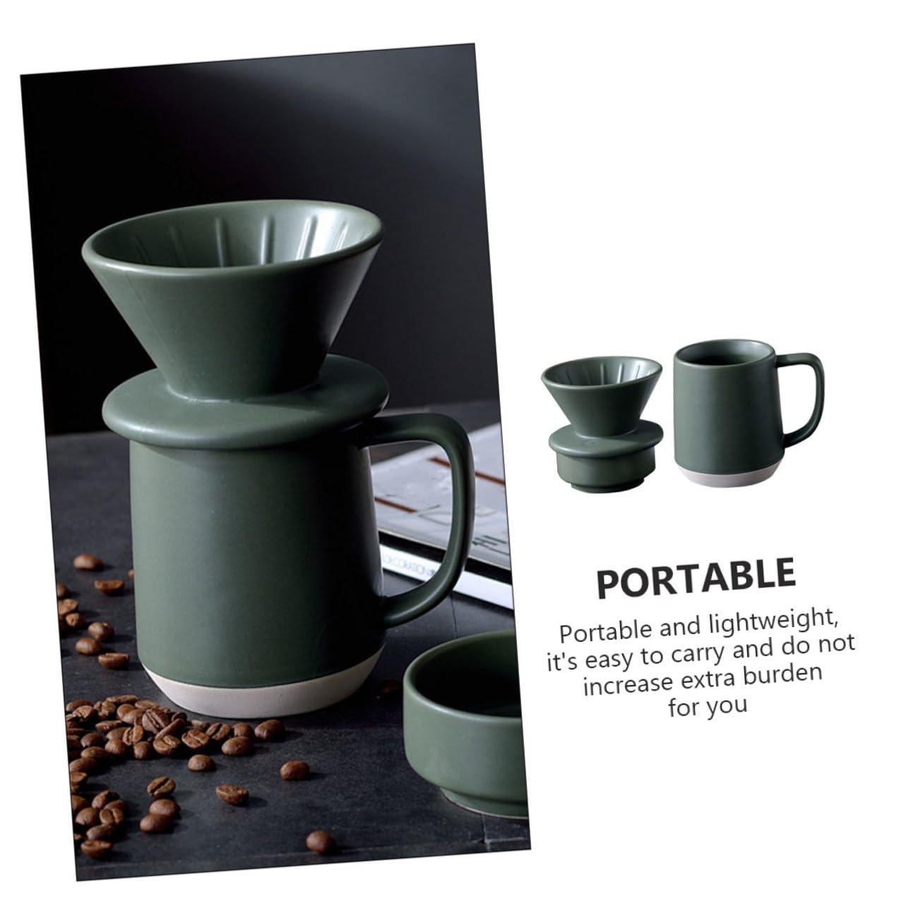 Filtro de Cerámica Verde para Café y Leche con Asa Taza Ligera y Práctica para Uso Doméstico y Viajes Diseño Sencillo y Duradero para Preparar Café con Sabor Fino