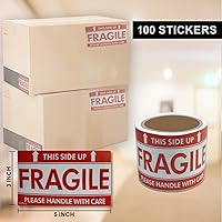 Vista 4 de 3 x 5 pulgadas, 100 calcomanías frágiles para envío: fácil de rasgar, adhesivo permanente, mango con calcomanías de cuidado para caja de envío
