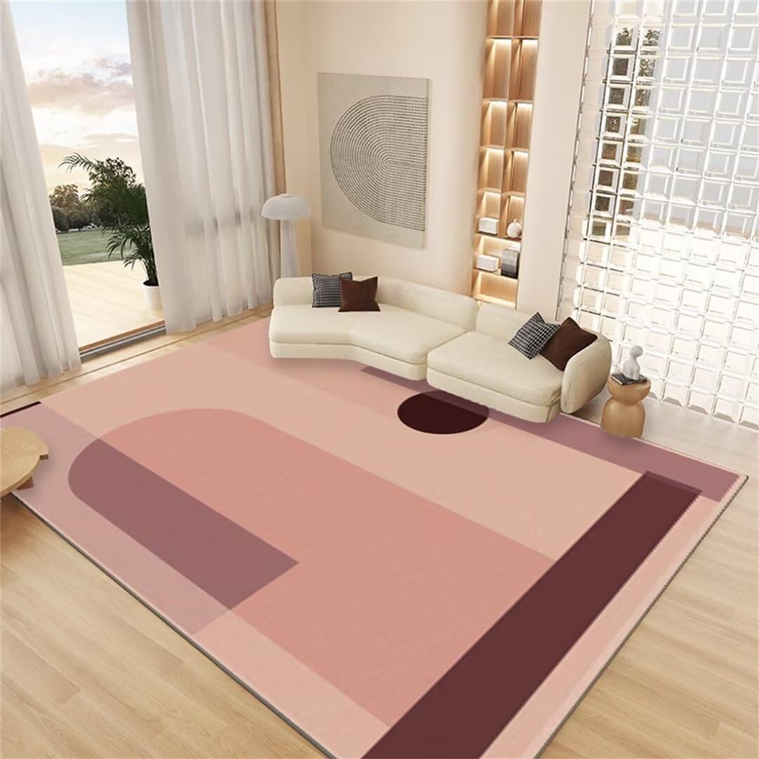 Tapis enfants rose 100x200cm lavable à poils courts moderne et simple pour chambre de fille