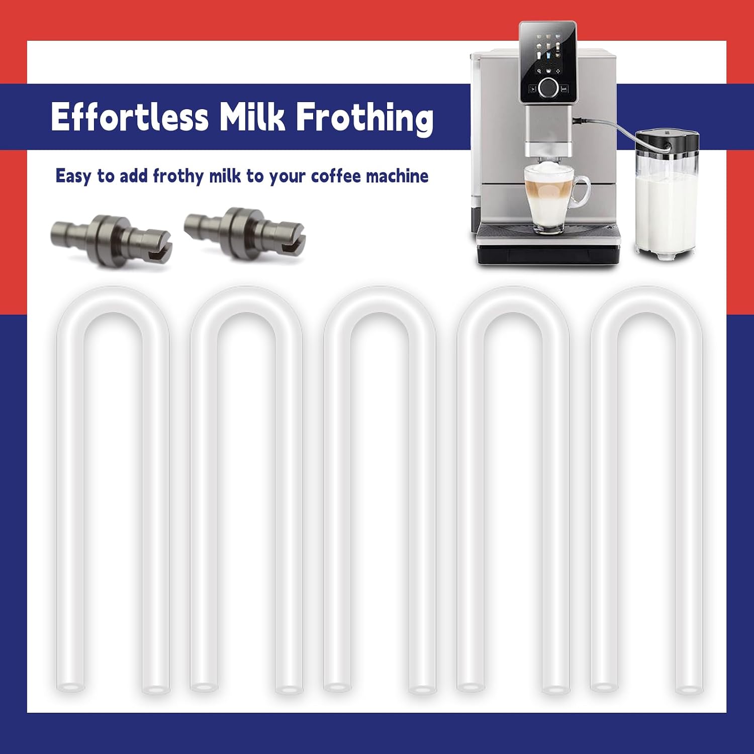 5Pcs Milk Tubes Hoses 36cm 6mm and 2Pcs Connector Nipples Compatible with Jura Nivona Melitta Frothing Nozzles Used for Milk Machine to Add Milk to Coffee Machine