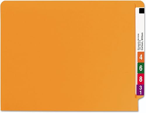 Miniatura 2 de Smead Carpeta de archivos con pestaña final, pestaña de corte recto reforzada Shelf-Master, tamaño carta, naranja, 100 por caja (25510)