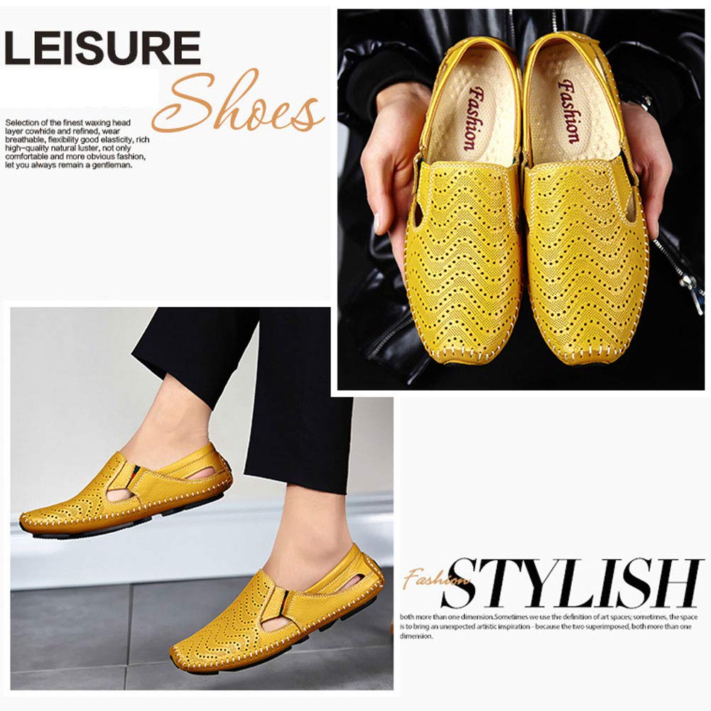 Mocasines casuales para hombre, de piel auténtica, transpirables, a la moda, zapatos de conducción