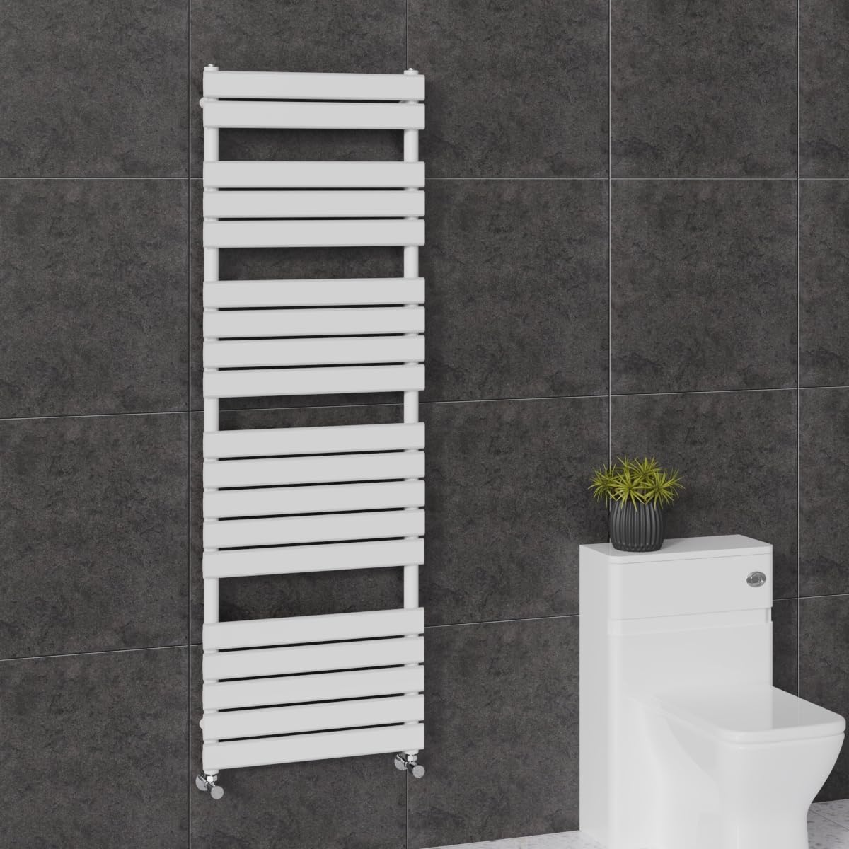 Warmehaus Flat Panel Heated Towel Rail Radiator Ladder Rad 1800 x 600mm Bathroom Central Heating Towel Warmer White