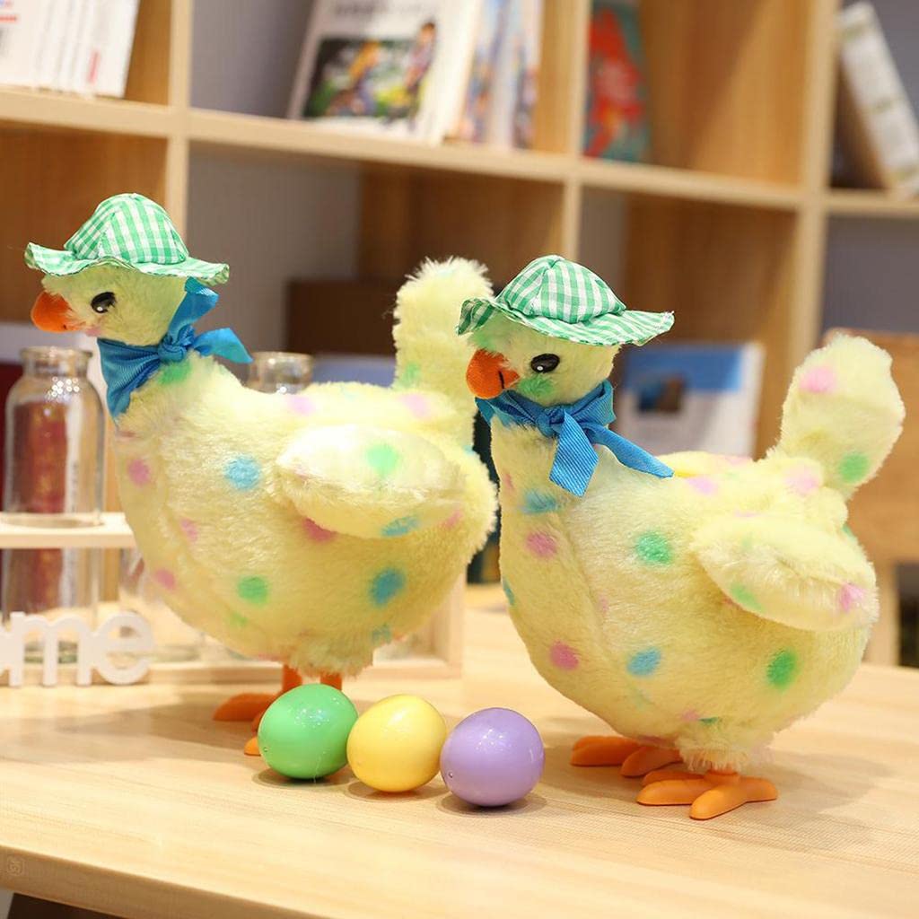 Generic Bambola di Peluche Elettrica, Animale di Peluche, Giocattolo Musicale, Deposizione di Uova, Luce LED, Movimento Danzante con Suono, per Bambini, Ideal, Giallo