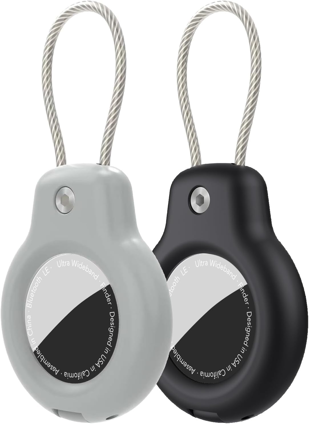 SPGUARD Compatible con Apple AirTag Colgante Soporte Seguro con Cable(AirTag 1/2), 2 Pack Air Tag Lock Caso Llavero Llavero Cubierta Etiqueta de Equipaje para Llaves, Equipaje y más (Negro y Negro) — view 10