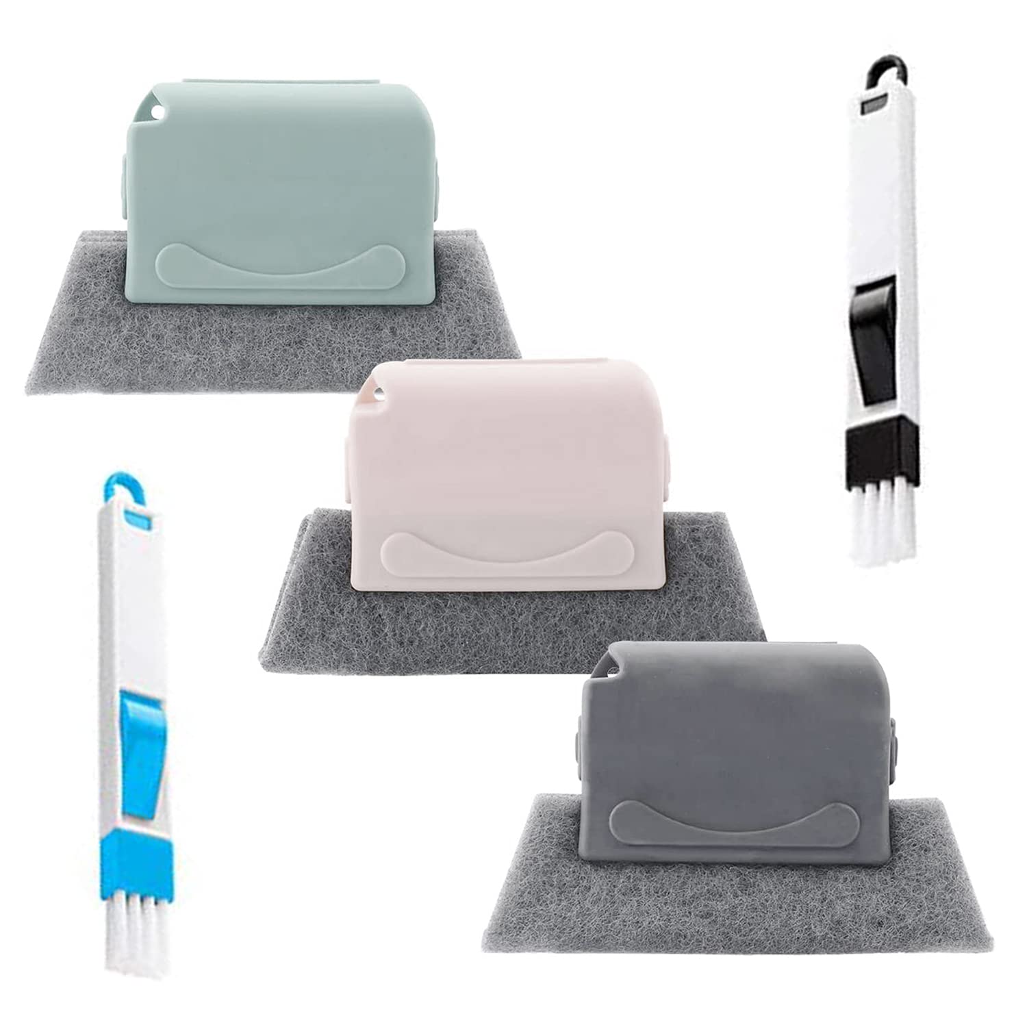5 PCS Magic Window Cleaning Brush - Cleaning Supplies for Window Groove Gap - Crevice Cleaner Tool for Windows Sill, Track, Seal - Dustpan Brush Quickly Clean All Corners and Gap