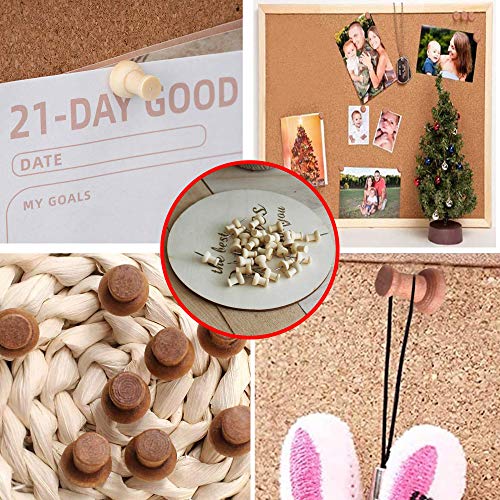 100 Pezzi Puntine con Testa in Legno e Spillo in