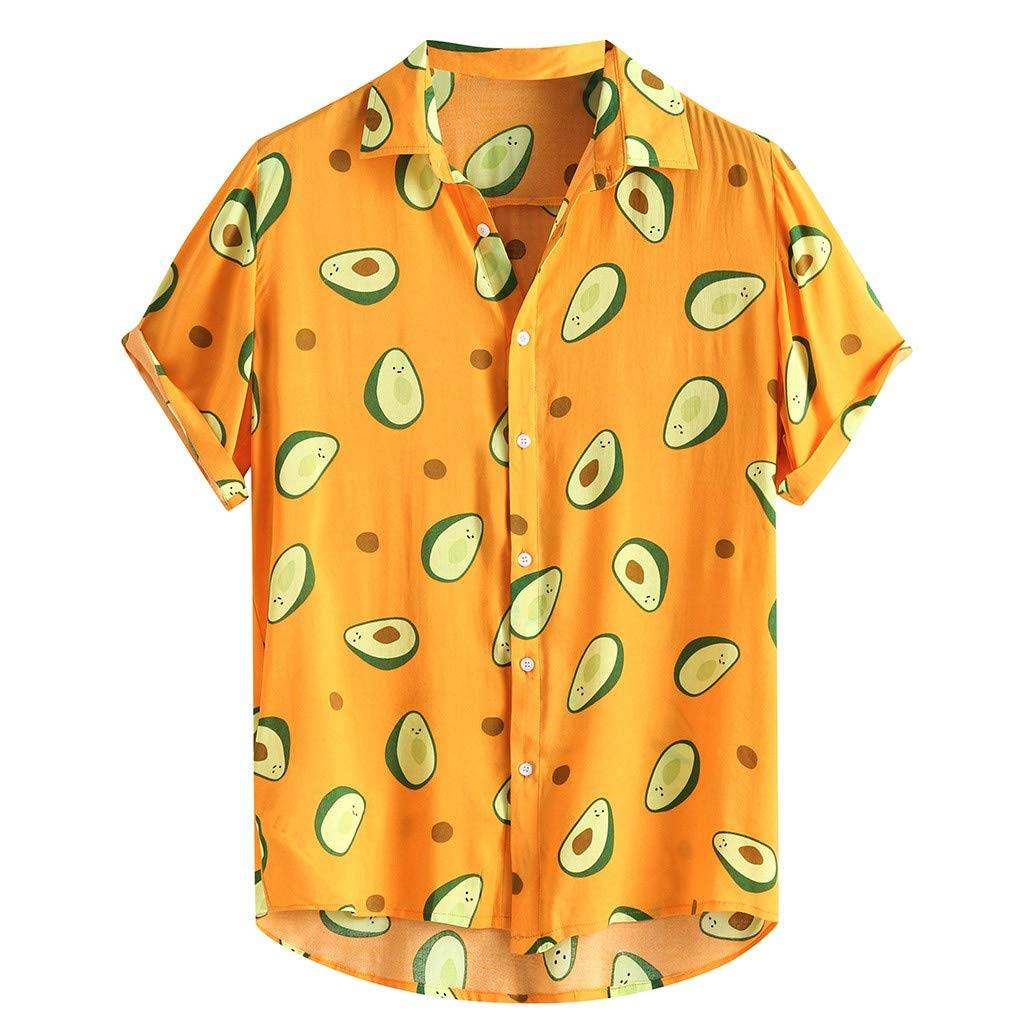 Zilosconcy Camisa Hawaianas Hombre Tallas Grandes Camiseta de Manga Corta Impresión de Aguacate Playa Casual Primavera Camisa Barato Verano Caballero Boutique Top Blusas Originales para Adolescente