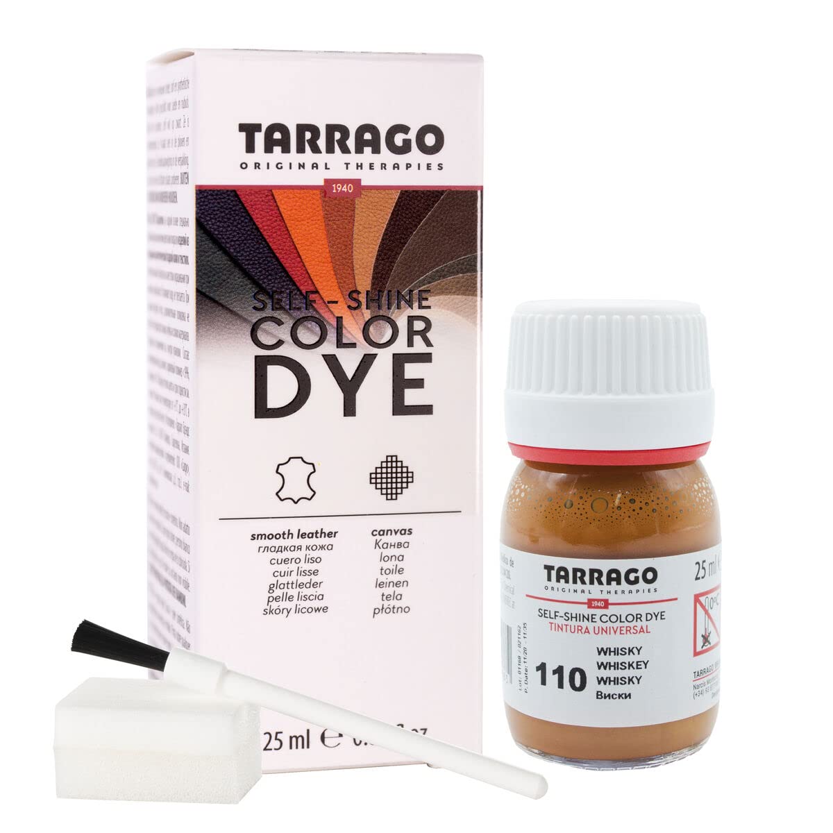 Tinte para Zapatos y Bolsos de Cuero y Textil con Esponja y Brocha | Cubre Rozaduras y Desgastes del Calzado | Gama de 90 colores — view 12