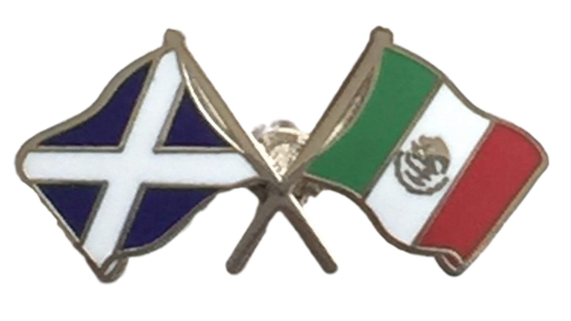 Scotland & Mexico Flags Friendship Courtesy Enamel Lapel Pin Badge T1136