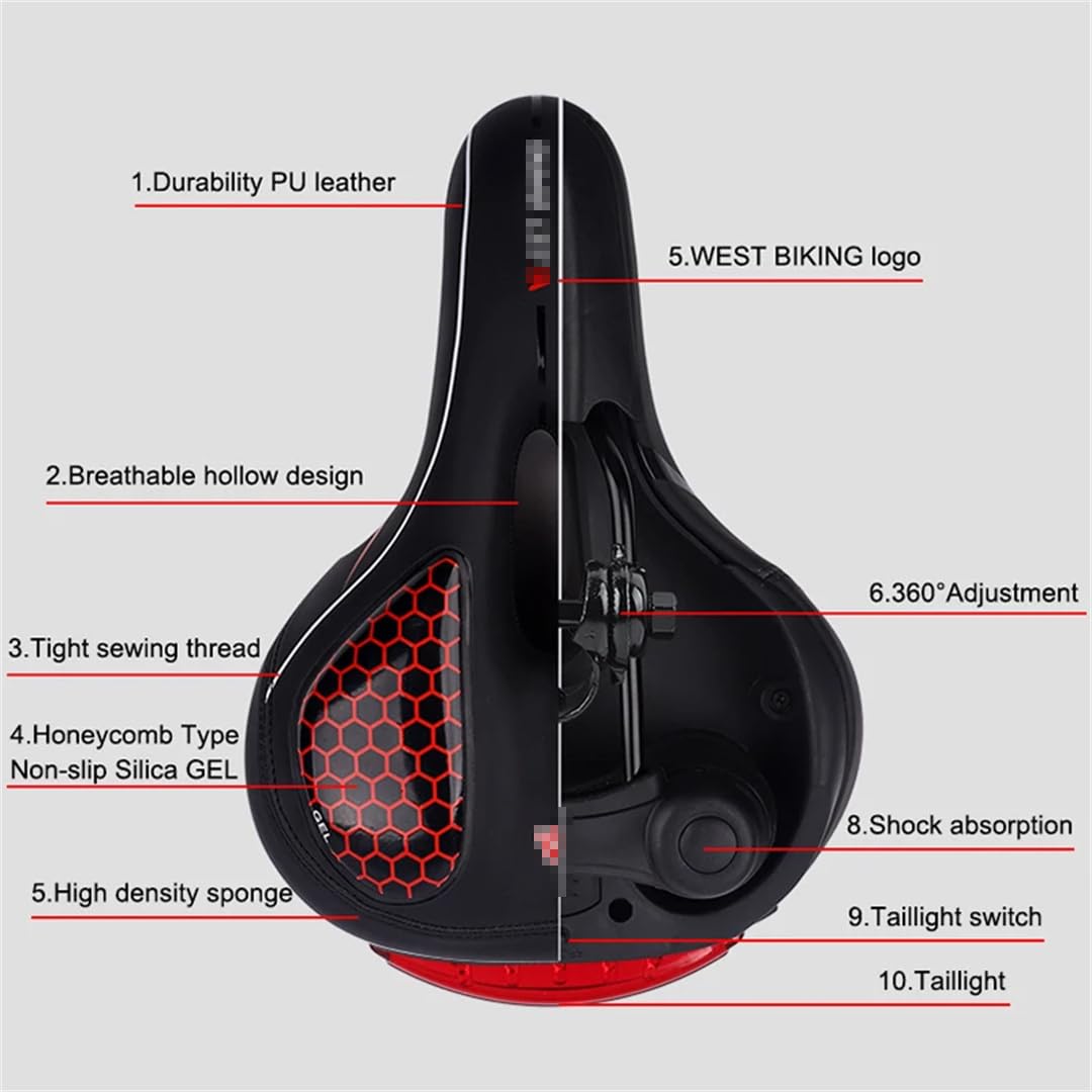 Un Pezzo Design Con Fanale Posteriore Della Bicicletta Sella In Silicone Addensato Accogliente Ride Impermeabile In Pelle MTB Road Bike