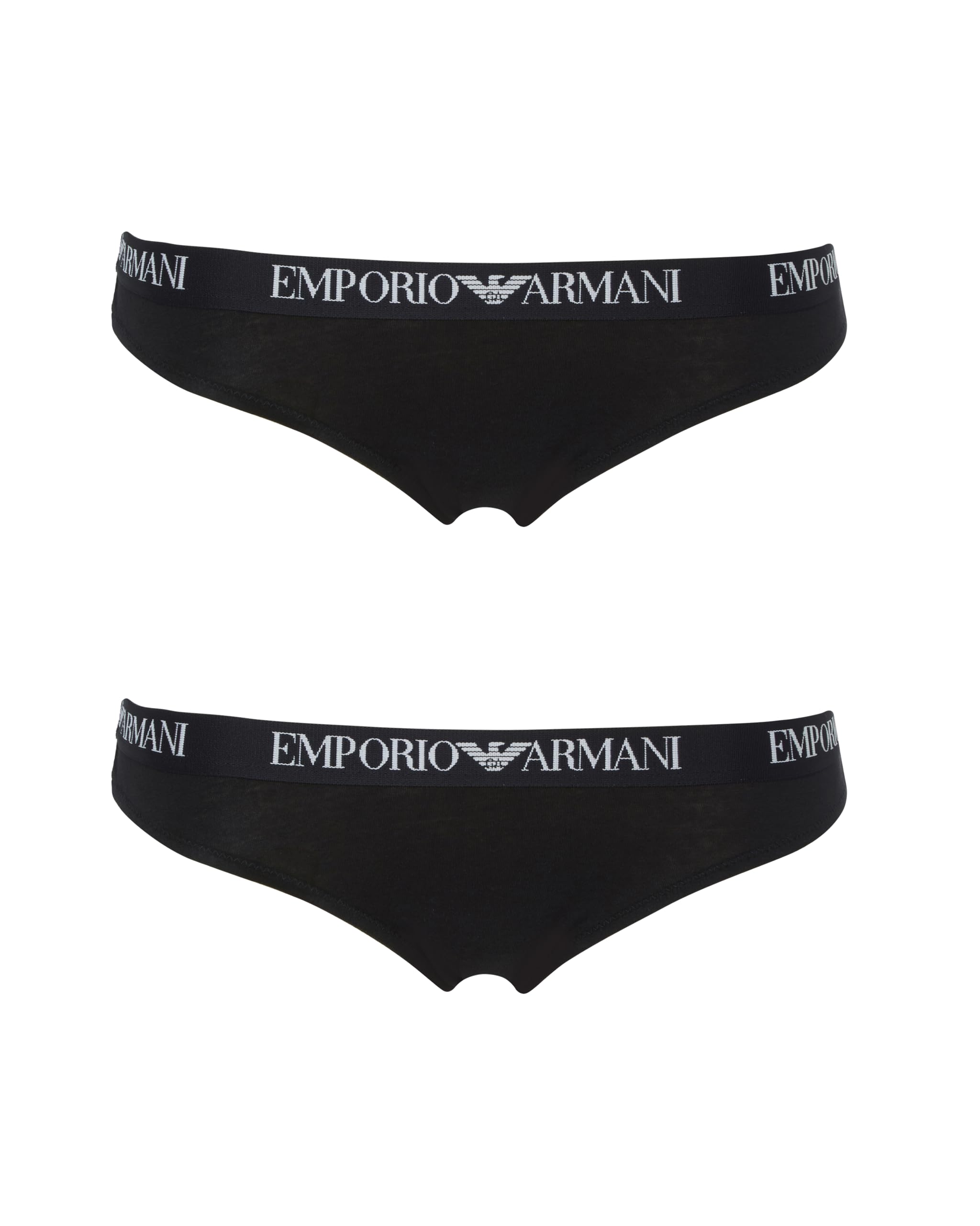 Emporio Armani Woman's Essential Cotton 2-Pack Thong, Black, XL