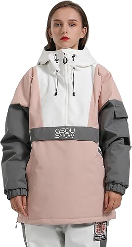 GSOU SNOW Chaqueta de esquí para mujer, abrigo de nieve, impermeable, resistente al viento, chaqueta de snowboard con aislamiento, cálido invierno