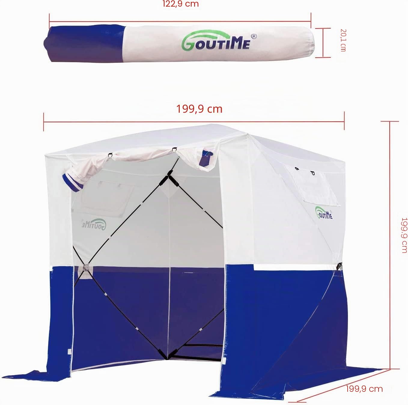 Goutime Tenda Pop-up Emergenza Alta Visibilità 2x2m con Strisce Riflettenti