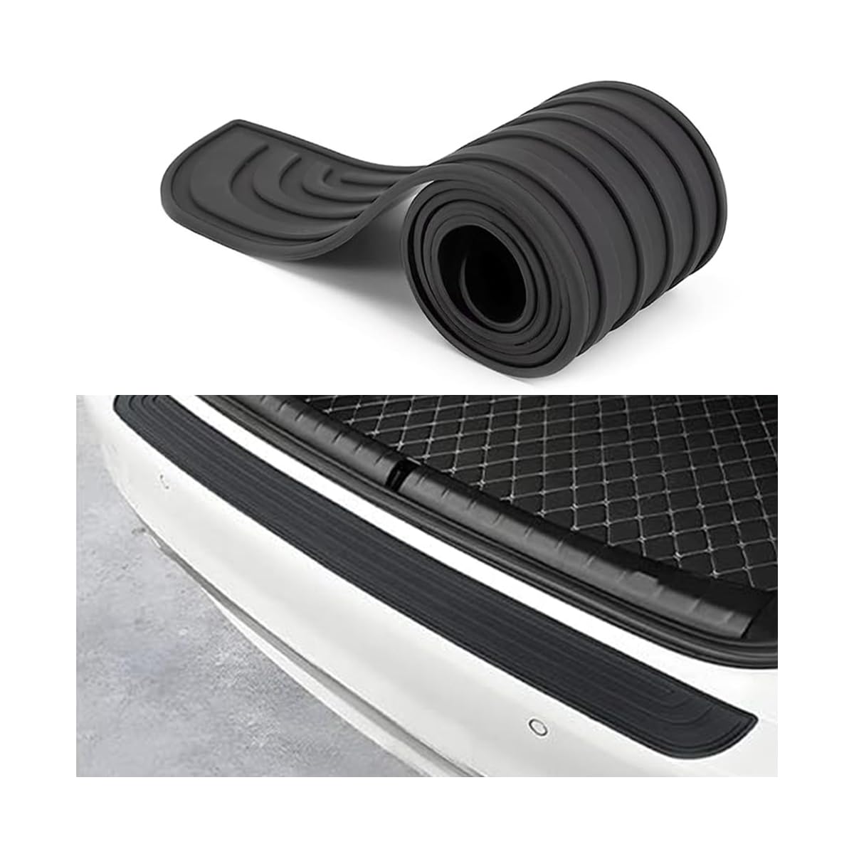 Car Rear Bumper Protector Guard, Anti-Scratch Rubber Automotive Trunk Sill Protective Strip, Non-Slip Vehicle Trunk Door Entry Protective Strips, Universal for Vehicles (Black)
