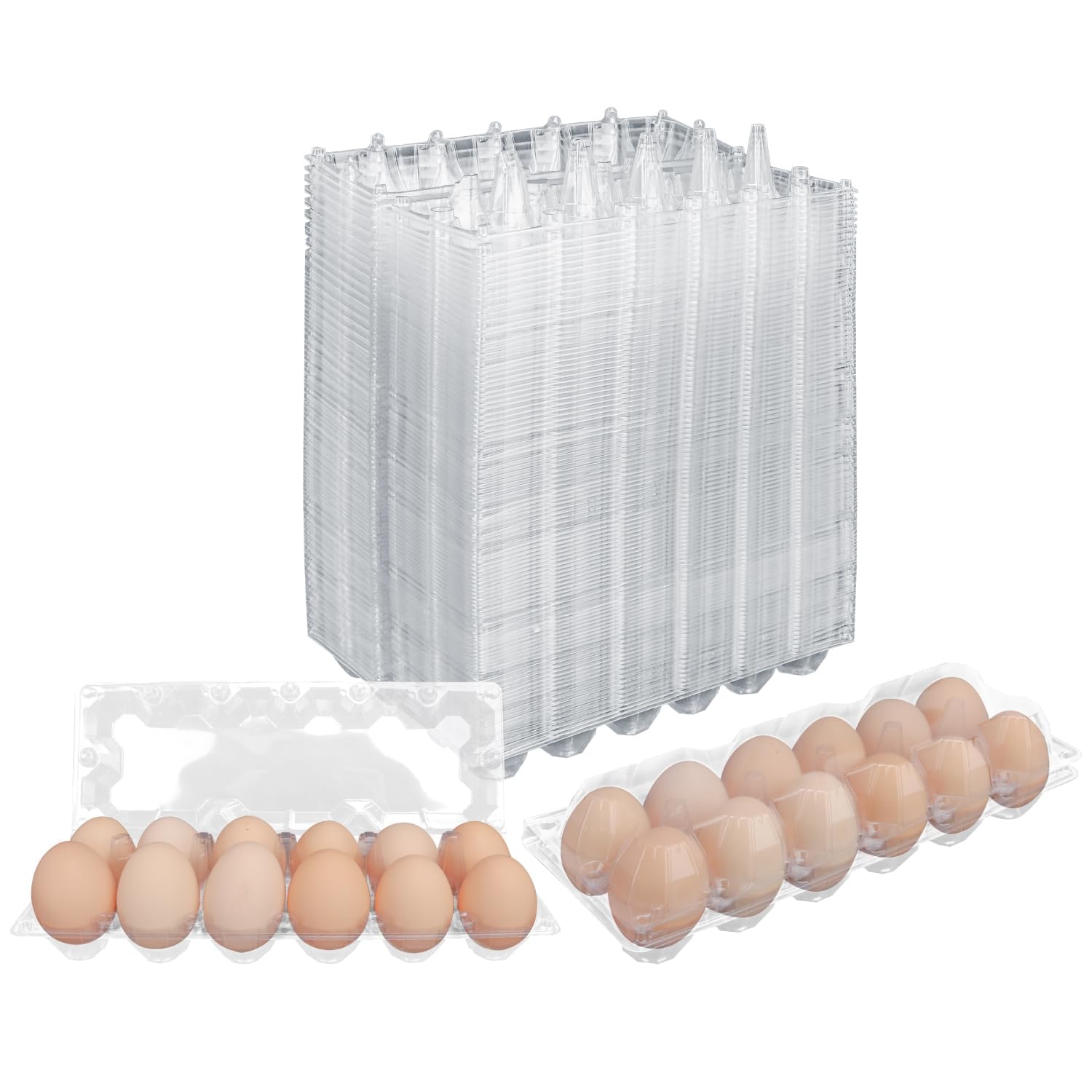 Cartoni per uova in plastica, 5 x 15 cm, per 12 uova, mezza dozzina, perfetti per pascoli di famiglia, generi alimentari, polli, frigoriferi (12 griglie), confezione da 50