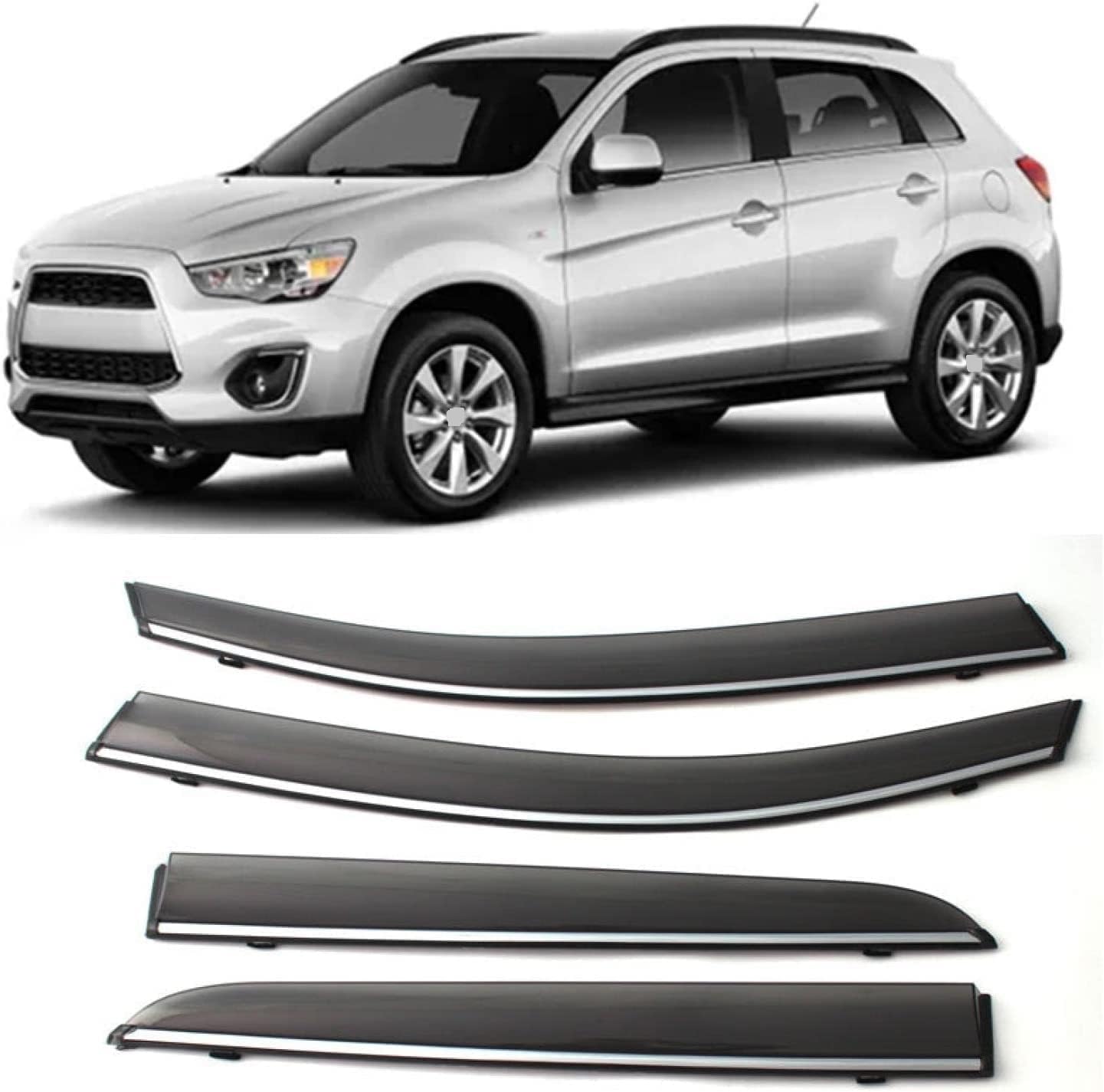 Heko Windabweiser Set Für Mitsubishi ASX (2010-2019) – 4-teilig, Getönt & Waschstraßenfest