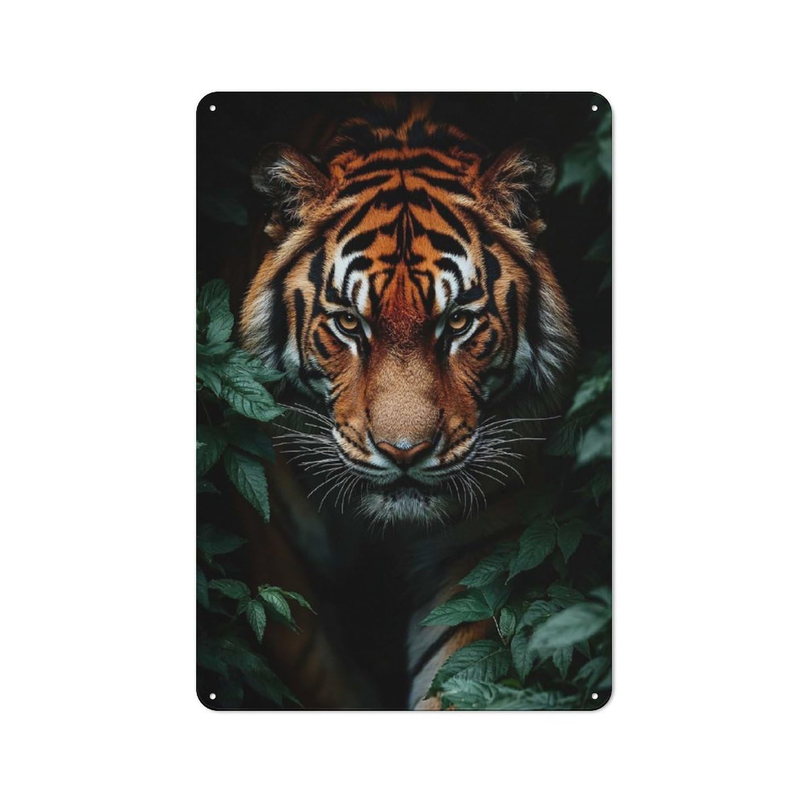Junmoney Style-6 Country Metal Sign With Tiger Portrait In The Jungle Design 30X20cm, Barn Style Rustic Kitchen Decor For Farmhouse Kitchen, Pantry Or Dining Area
