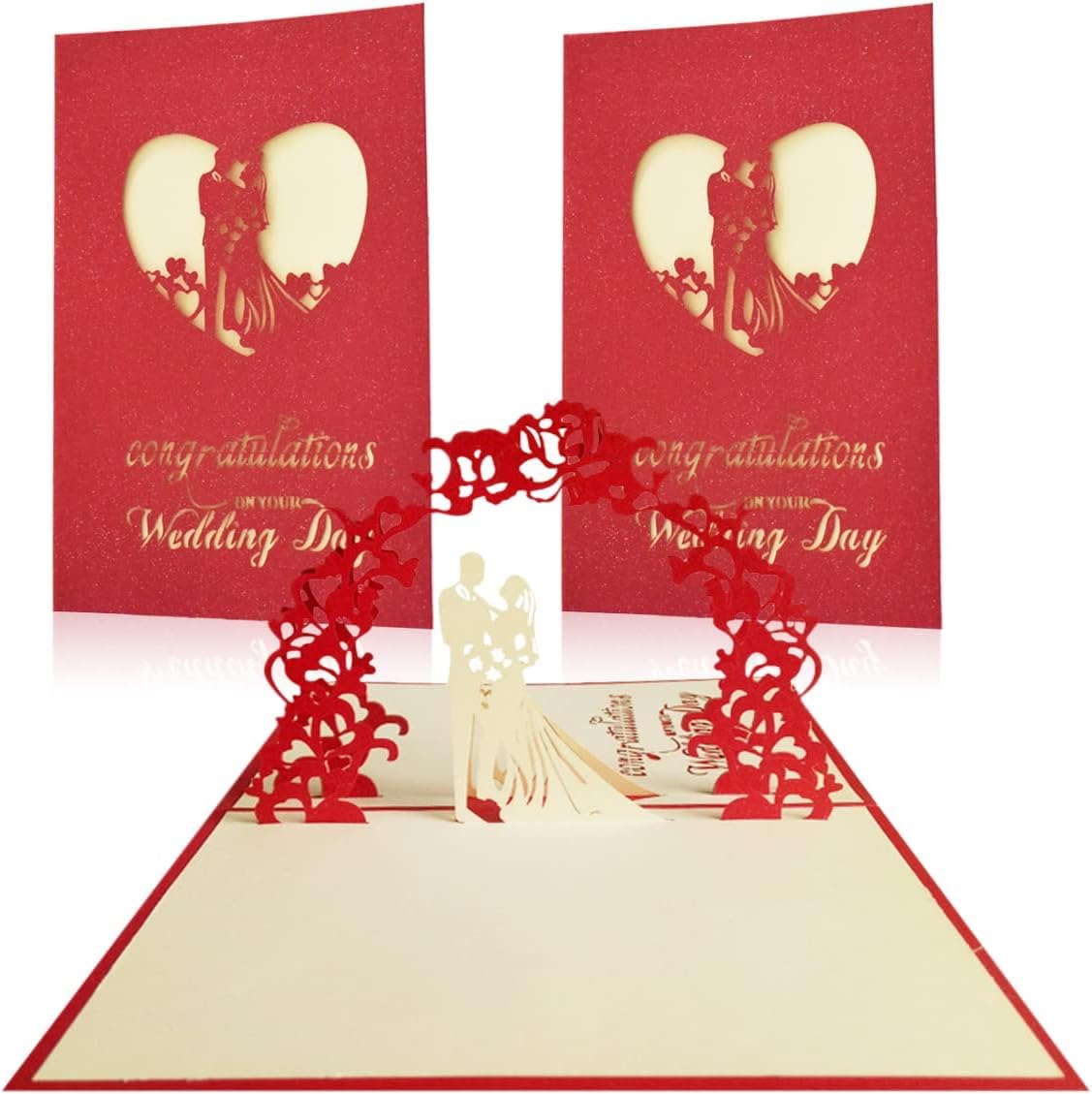 Azonee 3D Pop Up Wedding and Anniversary Card, Valentine's Day, Birthday, Engagement Congratulations Card with Envelope, Perfect for Wedding Gifts and Blessings