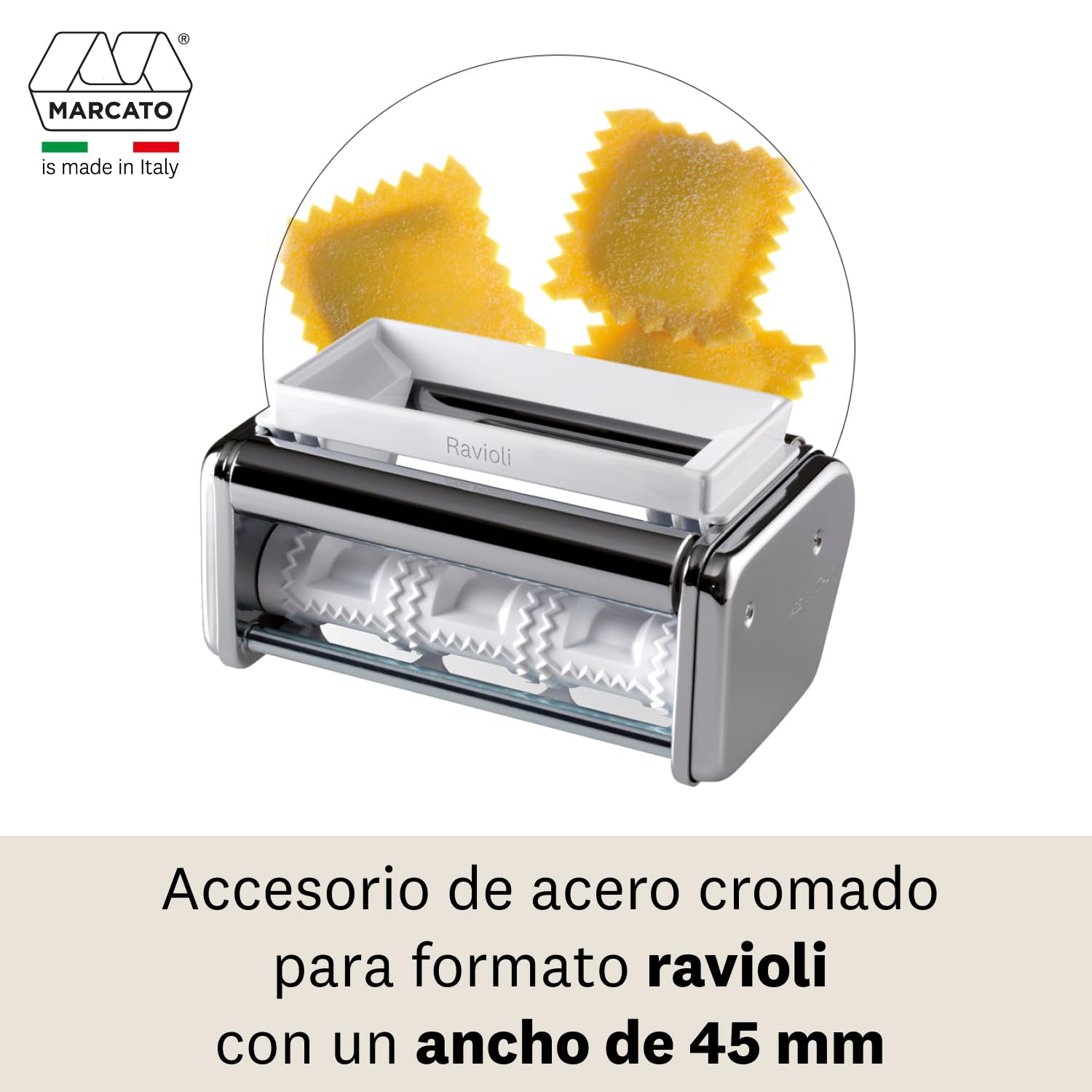 Marcato Ravioli, Accesorio para Máquina de Pasta Atlas 150, Acero Cromado